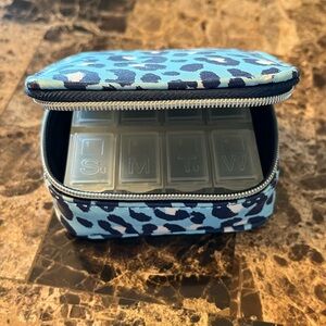 Kensie blue cheetah print pill organizer